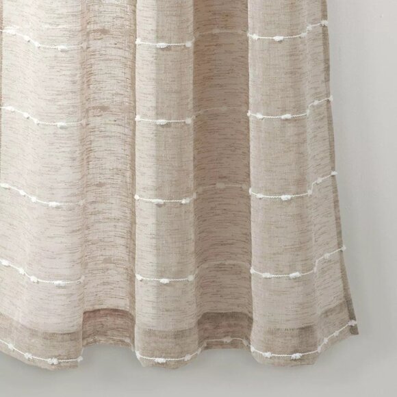 Lush Decor Farmhouse Texture Grommet Hang 2 Tan Curtain Panel Set 38" x 63" - Picture 3 of 7
